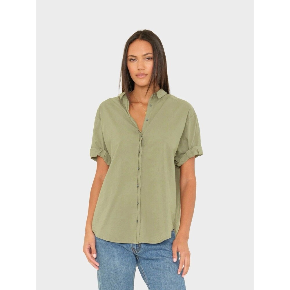 Xirena Channing Cotton Shirt in Dark Seagrass Size S Chic Casual Comfy
